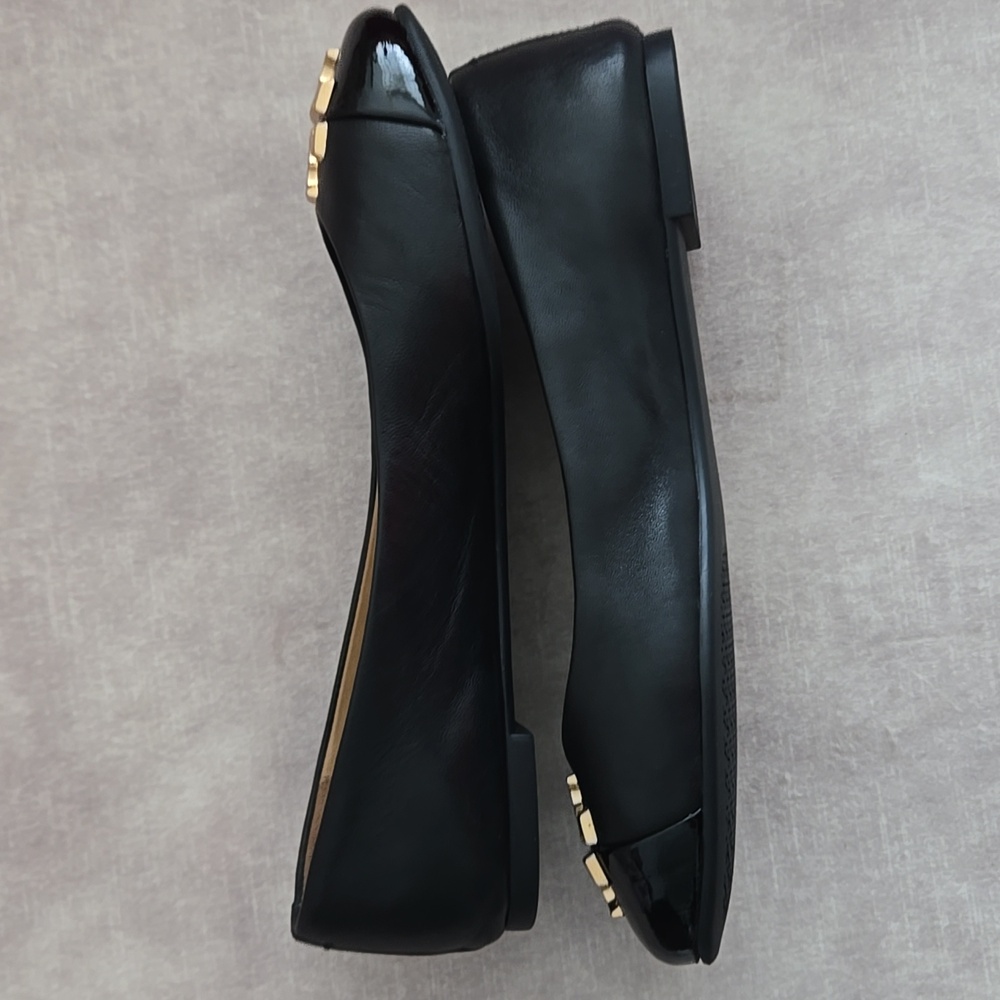 Tory Burch Everly Ballet Flats, Black Nappa Leather/Patent Leather, Size 5.5 - Picture 7 of 11